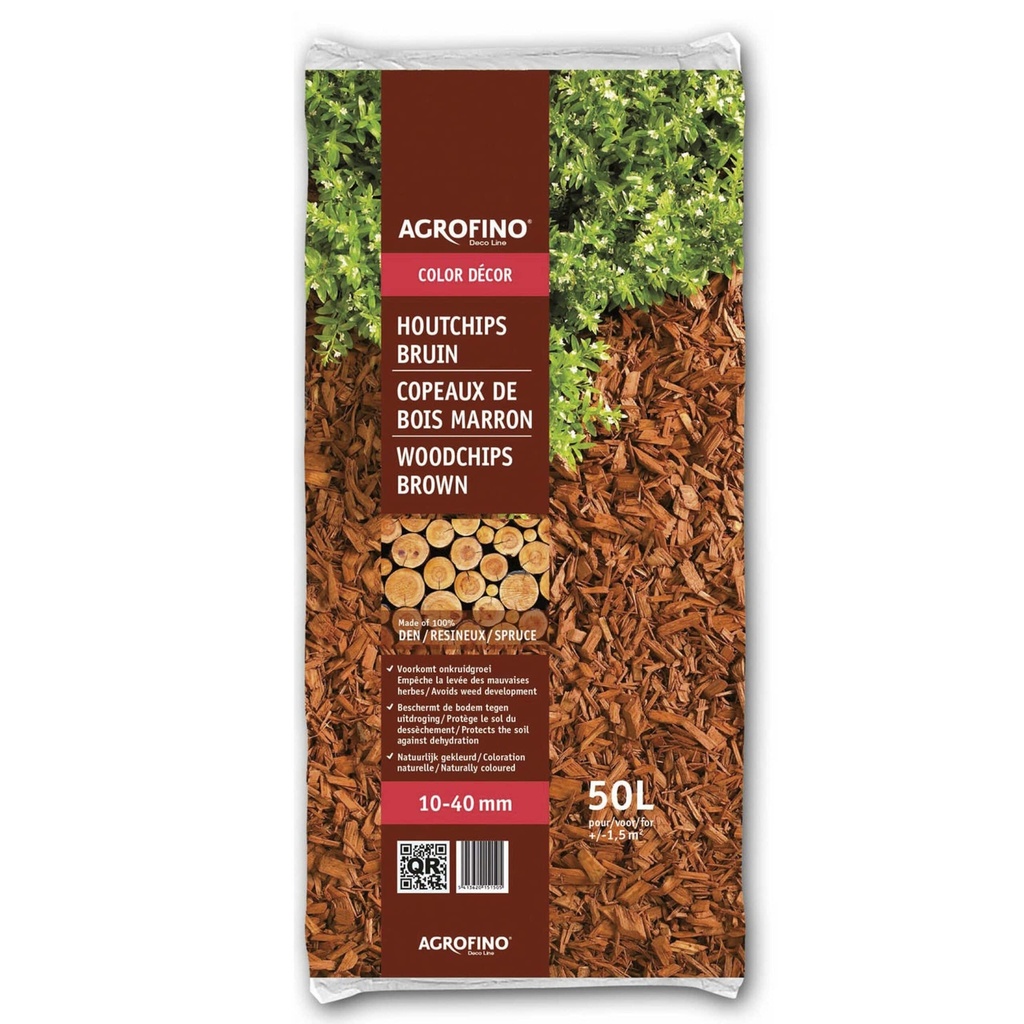 COPEAUX DE BOIS COLORES MAGIC COLOR MULCH MARRON, SAC DE 50 LITRES