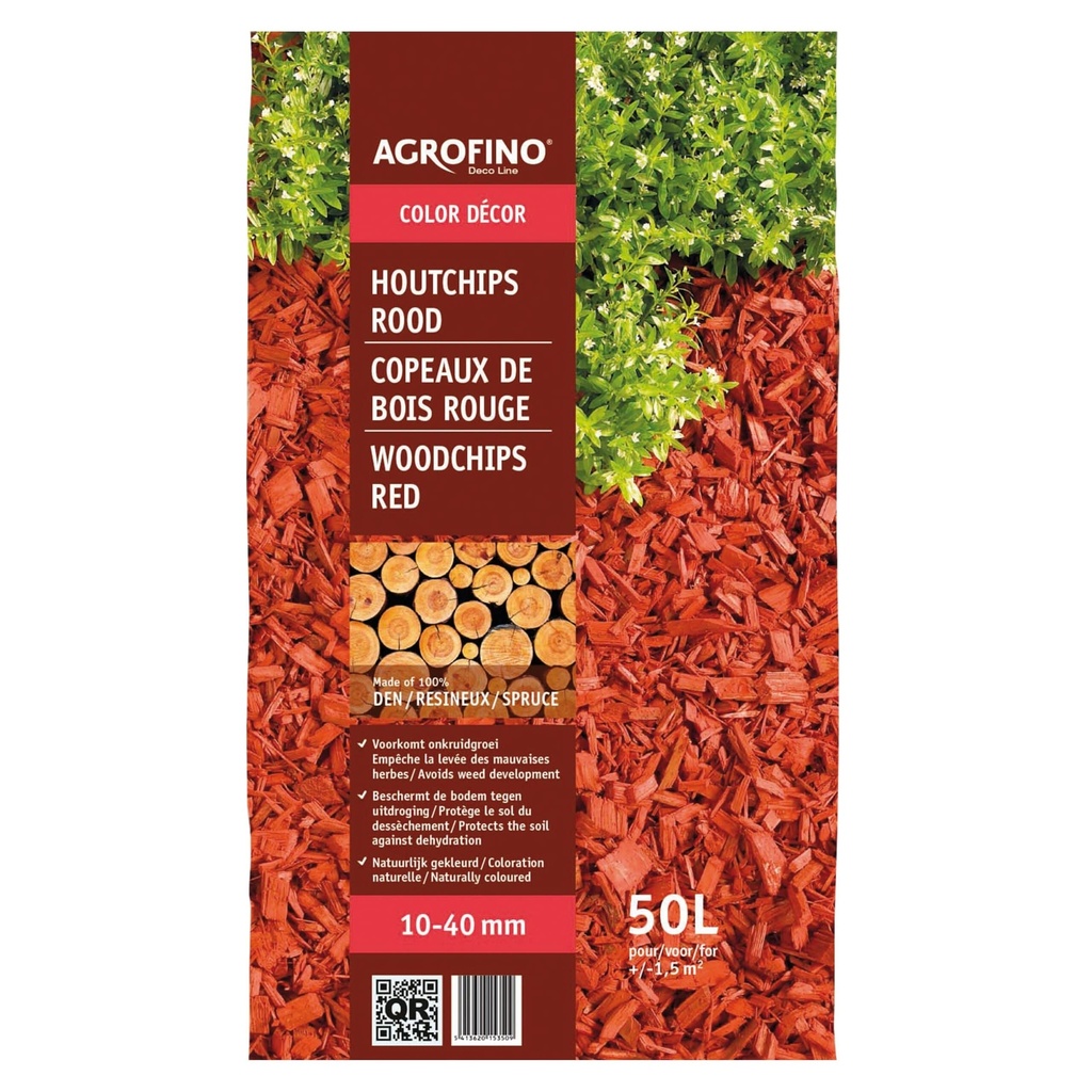 COPEAUX DE BOIS COLORES MAGIC COLOR MULCH ROUGE, SAC DE 50 LITRES